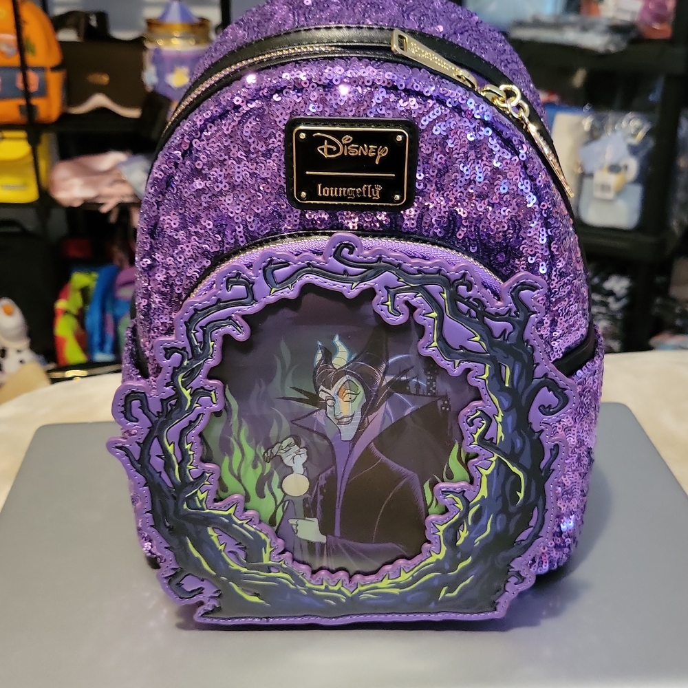 Loungefly Disney Purple Sequin Maleficent Backpack